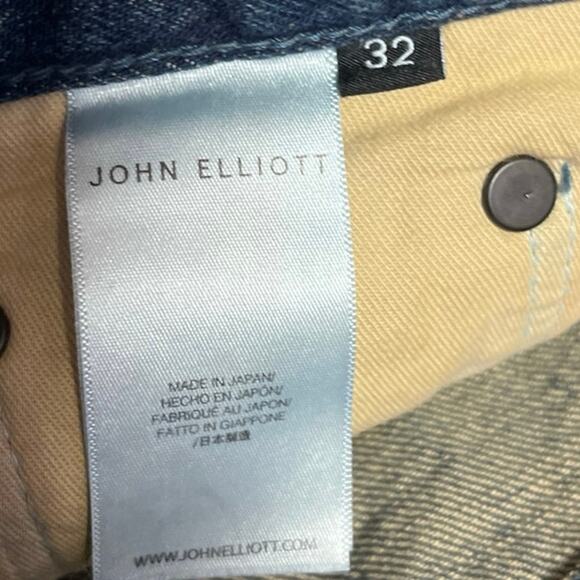 John Elliott Men's Blue Distressed Mid Rise Slim Straight Denim Jeans Size 32 - Picture 6 of 7
